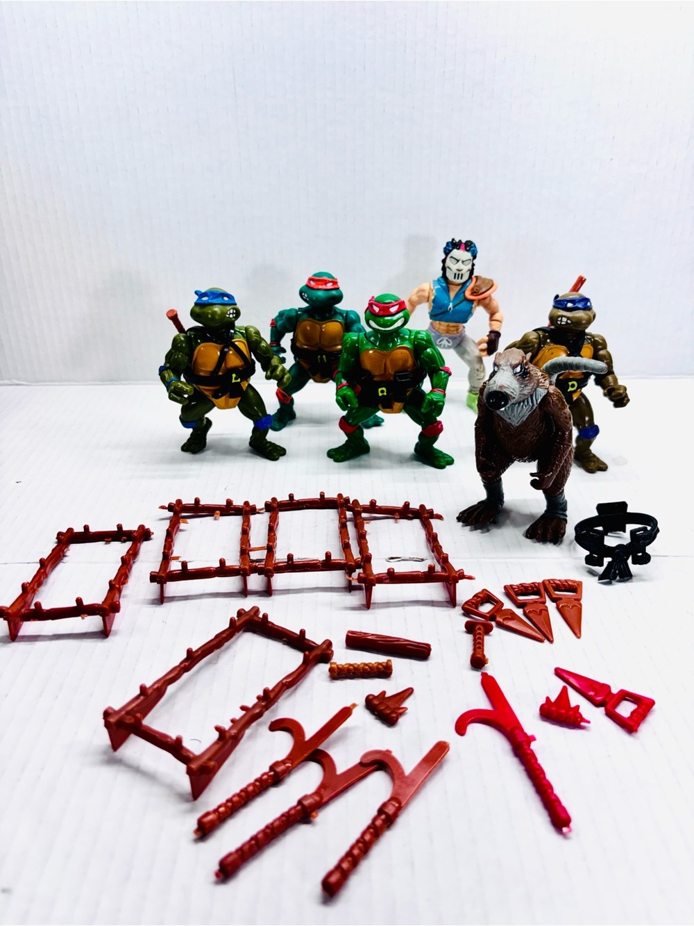 1988-91 TMNT Leonardo, Donatello, Michelangelo & Raphael Playmates Lot Of 6